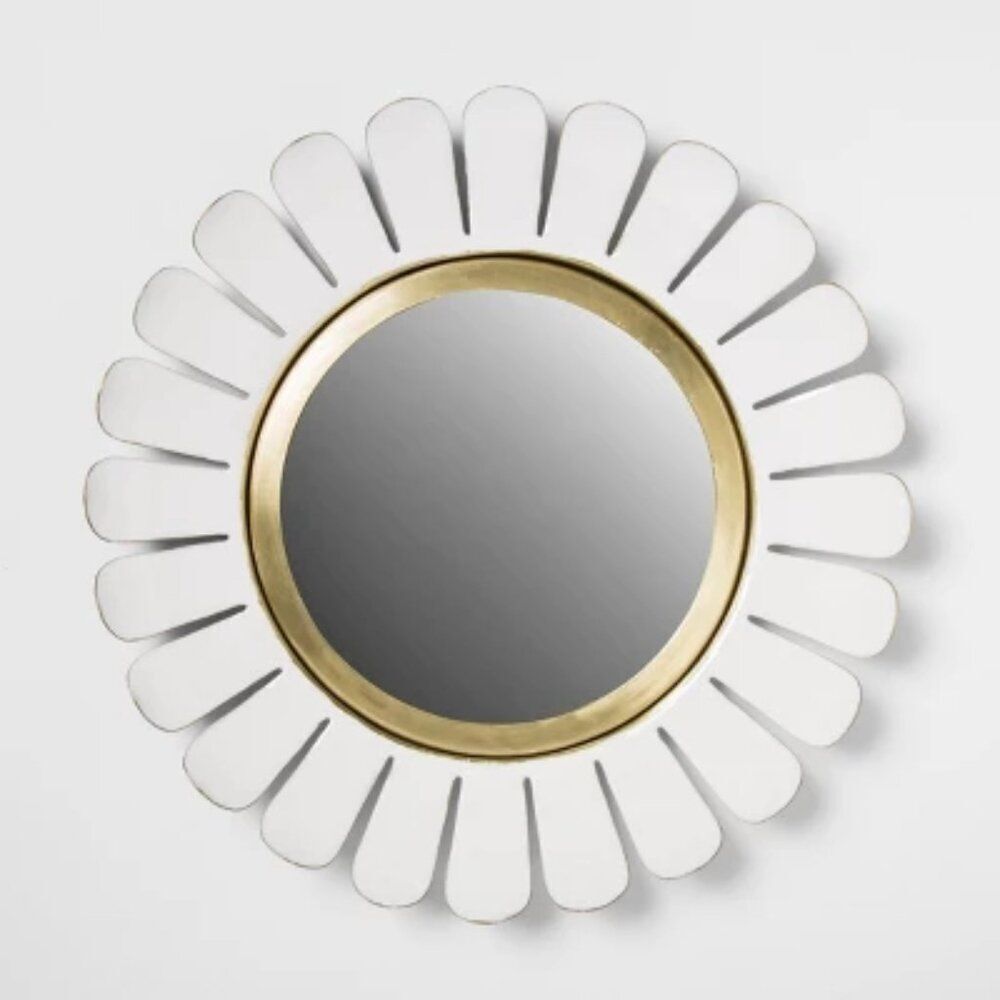 Opalhouse Decorative Enamel Flower Wall Mirror White 14"
